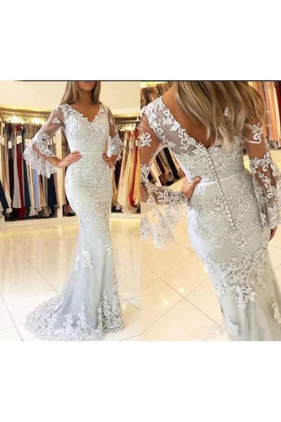 Elegant Mermaid Lace V-Neck Long Prom Formal Evening Gowns Mother of The Bride Dresses 601824 Elegant Mermaid Lace V-Neck Long Prom Formal Evening Gowns Mother of The Bride Dresses 601824