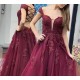 A-Line Lace Off-the-Shoulder Long Prom Dresses Formal Evening Gowns 601828