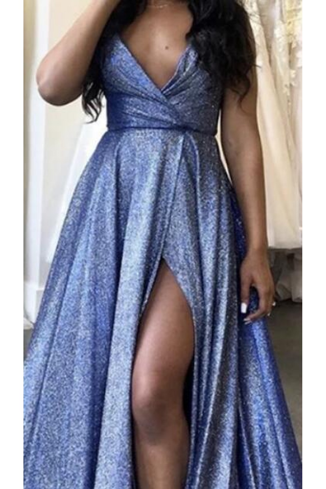 A Line V Neck Long Prom Dresses, V Neck Long Formal Bridesmaid Dresses main image 0