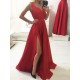 A-Line Long Red V-Neck Prom Dresses Formal Evening Gowns 601836 A-Line Long Red V-Neck Prom Dresses Formal Evening Gowns 601836