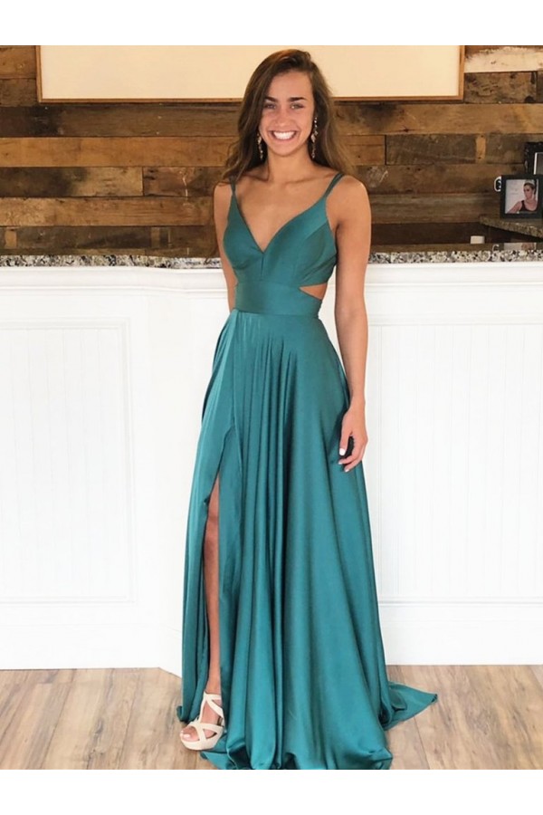 A-line V Neck Long Prom Dress,Formal Gown Y1527