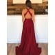 A-Line Deep V-Neck Long Prom Dresses Formal Evening Gowns with Side Slit 601856 A-Line Deep V-Neck Long Prom Dresses Formal Evening Gowns with Side Slit 601856