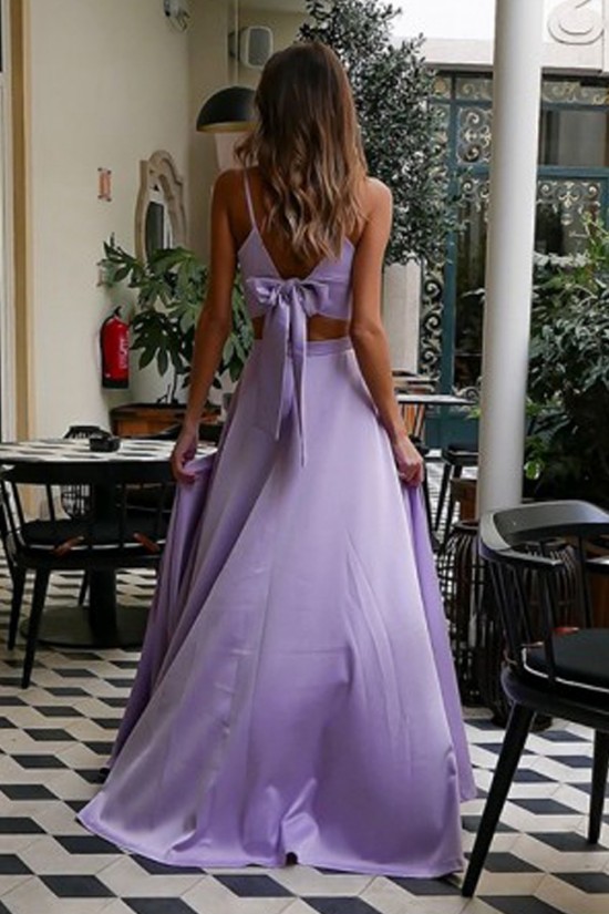 A-Line Two Pieces Simple Stunning Long Prom Dresses Formal Evening Gowns 601870