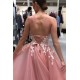 Elegant A-Line Tulle Long Prom Dresses Formal Evening Gowns 601872