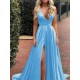 A-Line V-Neck Simple Stunning Long Prom Dresses Formal Evening Gowns 601873 A-Line V-Neck Simple Stunning Long Prom Dresses Formal Evening Gowns 601873