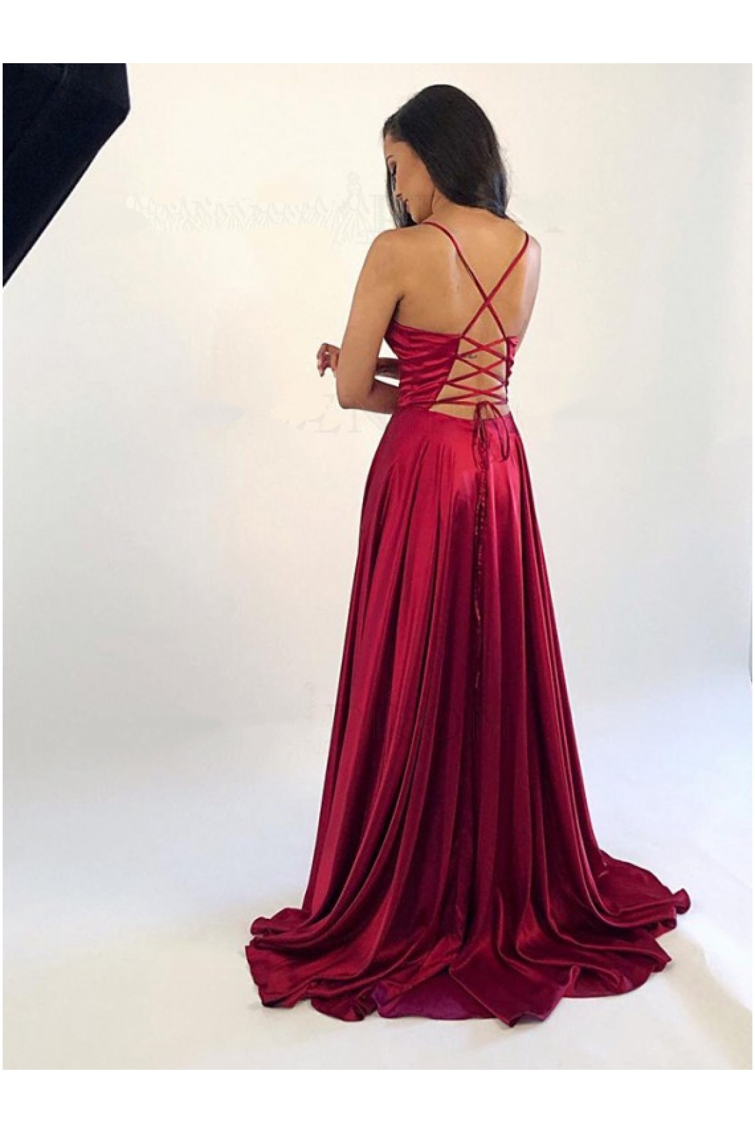 Unique design  V-Neck long A line prom dress evening dress main image 1