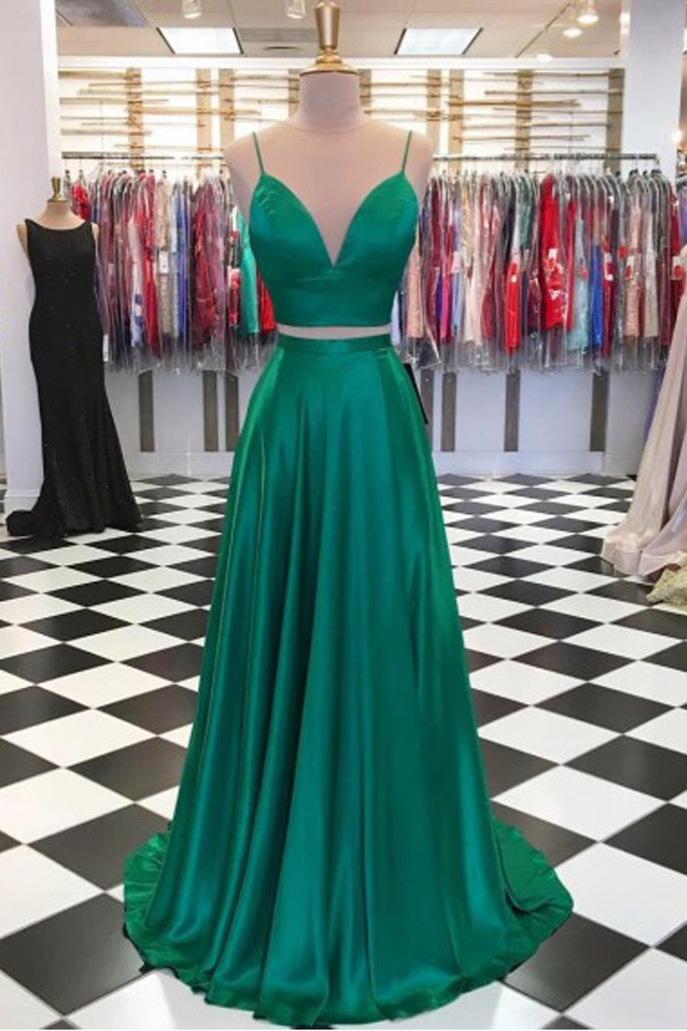 Long Green Prom Dresses Evening Gowns  Formal Wear main image 1