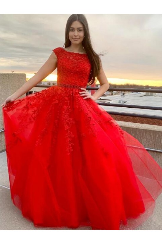 A-Line Beaded Lace Long Prom Dresses Formal Evening Gowns 601893 A-Line Beaded Lace Long Prom Dresses Formal Evening Gowns 601893