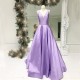 A-Line V-Neck Long Satin Prom Dresses Formal Evening Gowns 601921 A-Line V-Neck Long Satin Prom Dresses Formal Evening Gowns 601921