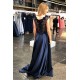 A-Line Lace V-Neck Long Prom Dresses Formal Evening Gowns 601922