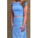 Elegant Two Pieces Off-the-Shoulder Lace Appliques Long Prom Dresses Formal Evening Gowns 601940