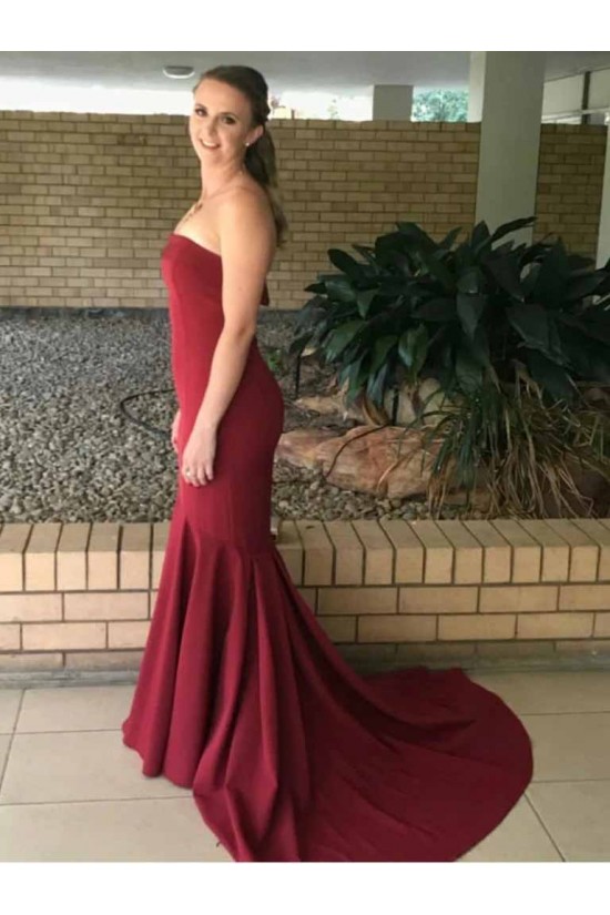 Mermaid Strapless Long Prom Dresses Formal Evening Gowns 601946
