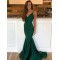 Mermaid V-Neck Long Green Prom Dresses Formal Evening Gowns 601956