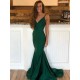 Mermaid V-Neck Long Green Prom Dresses Formal Evening Gowns 601956