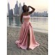 A-Line Long Satin Prom Dresses Formal Evening Gowns 601961