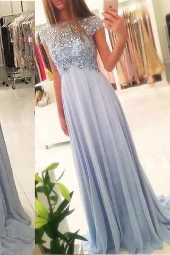 A-Line Beaded Long Prom Dresses Formal Evening Gowns 601967 A-Line Beaded Long Prom Dresses Formal Evening Gowns 601967