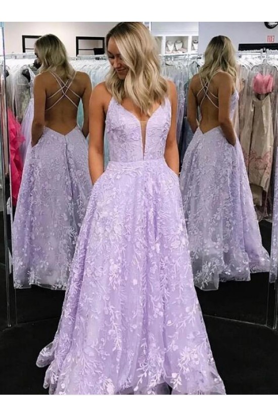 A-Line Lace Long Prom Dresses Formal Evening Gowns 601968 A-Line Lace Long Prom Dresses Formal Evening Gowns 601968