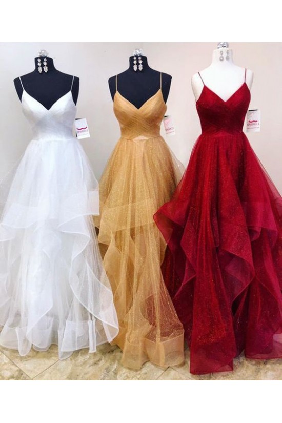 A-Line Spaghetti Straps Long Prom Dresses Formal Evening Gowns 601976 A-Line Spaghetti Straps Long Prom Dresses Formal Evening Gowns 601976