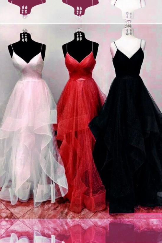 A-Line Spaghetti Straps Long Prom Dresses Formal Evening Gowns 601976 A-Line Spaghetti Straps Long Prom Dresses Formal Evening Gowns 601976