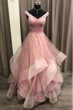 A-Line Off-the-Shoulder Long Prom Dresses Formal Evening Gowns 601977