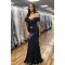 Mermaid Off-the-Shoulder Long Navy Blue Prom Dresses Formal Evening Gowns 601979
