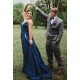 A-Line V-Neck Long Prom Dresses Formal Evening Gowns 601989