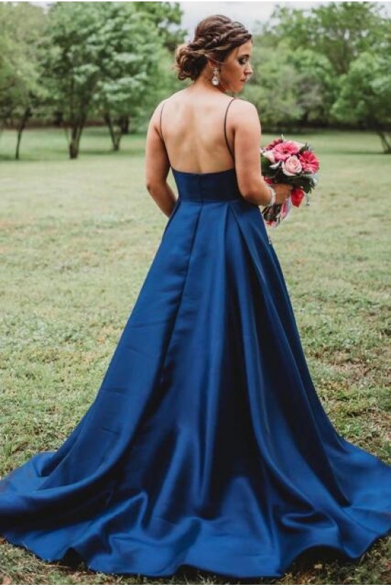 A-Line V-Neck Long Prom Dresses Formal Evening Gowns 601989