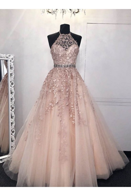 A-Line Beaded Lace Long Prom Dresses Formal Evening Gowns 601998 A-Line Beaded Lace Long Prom Dresses Formal Evening Gowns 601998