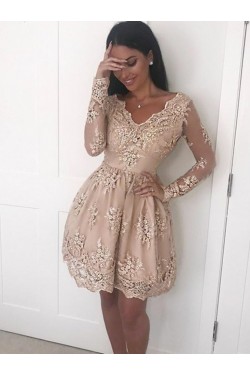 Short Prom Dress Long Sleeves Lace Homecoming Dresses Graduation Party Dresses 701070 Short Prom Dress Long Sleeves Lace Homecoming Dresses Graduation Party Dresses 701070