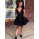 Short Black Satin Prom Dress Homecoming Graduation Cocktail Dresses 701144
