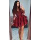 Short Prom Dress Long Sleeves Lace Homecoming Graduation Cocktail Dresses 701160