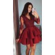 Short Prom Dress Long Sleeves Lace Homecoming Graduation Cocktail Dresses 701160