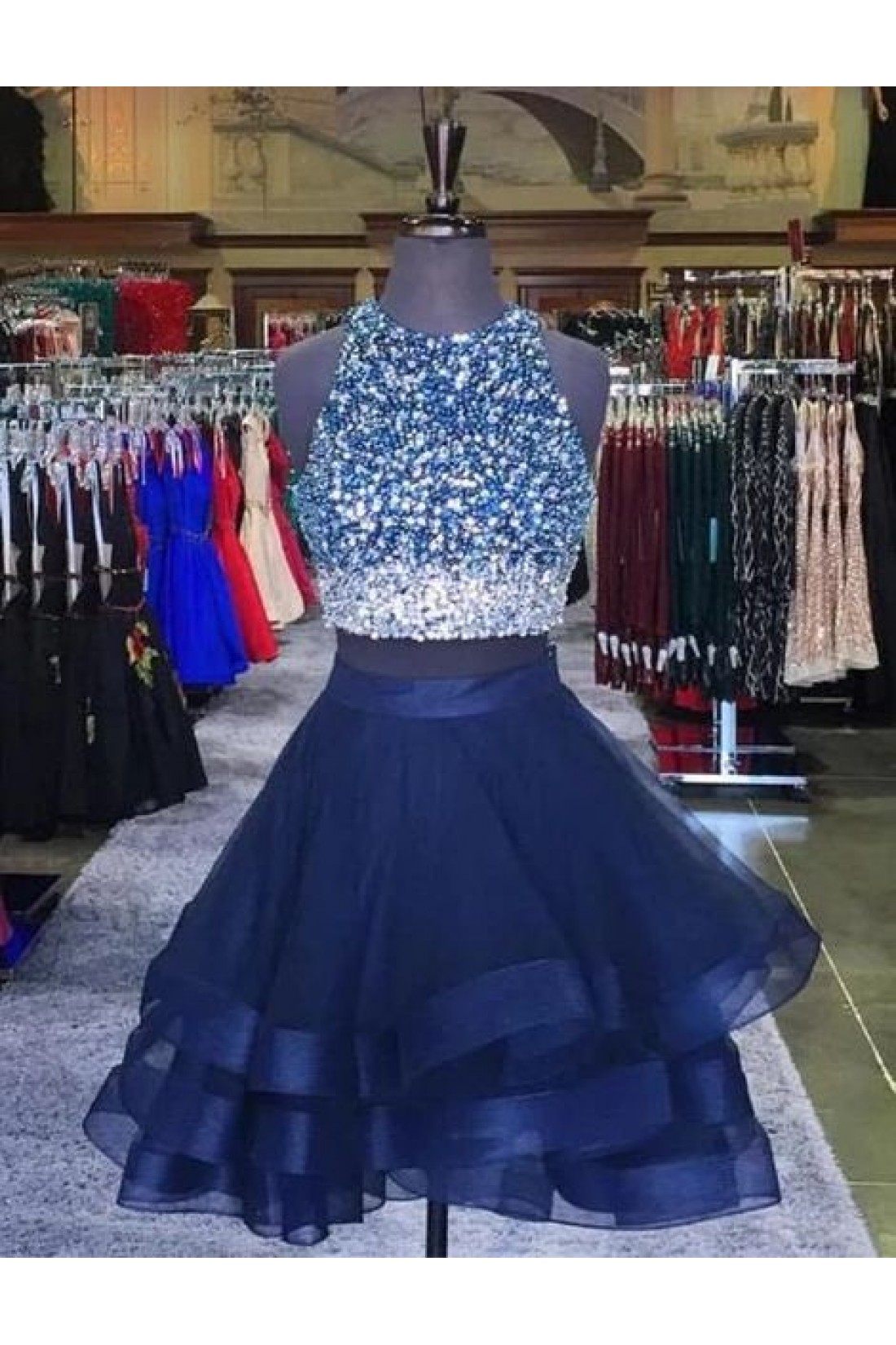 Gorgeous Sequin Beaded Sheath Short Cocktail Dress Formal Graduation Homecoming Dress Y9381 main image 0