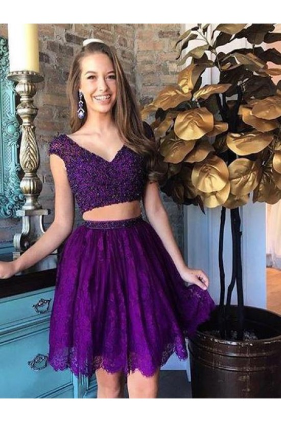 Short Black Lace Prom Dress Homecoming Graduation Cocktail Dresses 701206