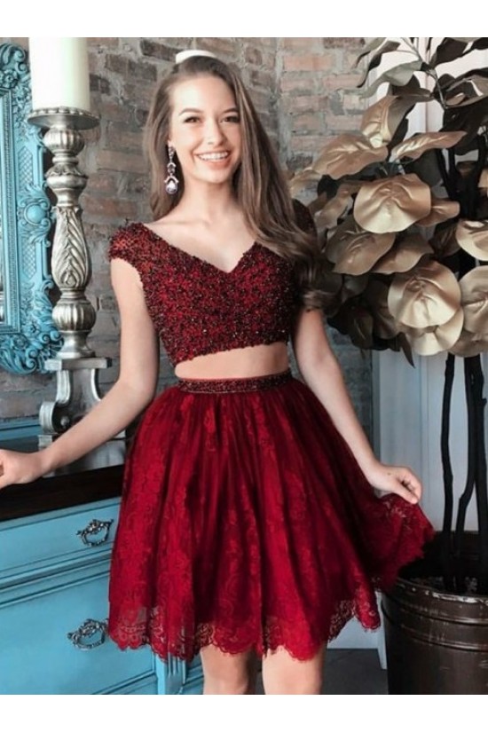 Short Black Lace Prom Dress Homecoming Graduation Cocktail Dresses 701206