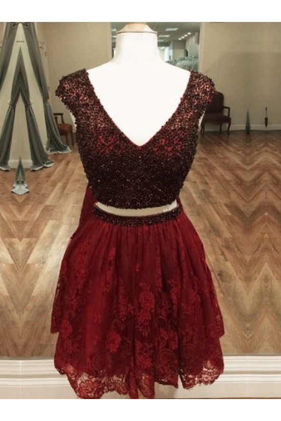 Short Black Lace Prom Dress Homecoming Graduation Cocktail Dresses 701206