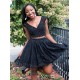 Short Black Lace Prom Dress Homecoming Graduation Cocktail Dresses 701206