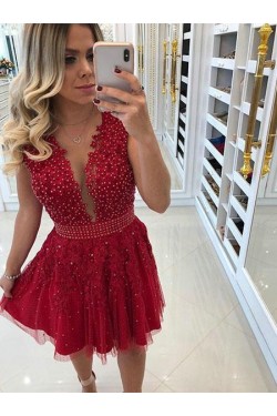 Short Beaded Lace Prom Dress Homecoming Graduation Cocktail Dresses 701226