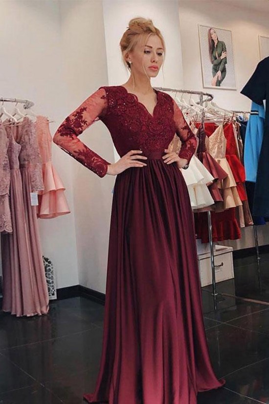 A-Line Long Sleeves Lace Mother of the Bride Dresses 702007 A-Line Long Sleeves Lace Mother of the Bride Dresses 702007