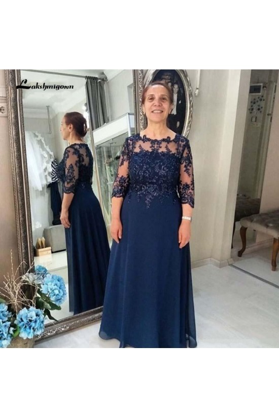 A-Line Beaded Lace Long Mother of the Bride Dresses 702091