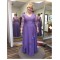 Elegant Long Purple Chiffon and Lace Mother of the Bride Dresses with Sleeves 702095