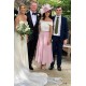 Elegant A-Line White and Pink Off the Shoulder Mother of the Bride Dresses with Beads 702112