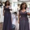 A-Line Lace and Chiffon Off the Shoulder Mother of the Bride Dresses 702115