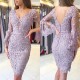 Short Lace V Neck Mother of the Bride Dresses 702116