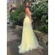 Long Yellow Lace and Tulle Prom Dress Formal Evening Gowns with Beads 901001 Long Yellow Lace and Tulle Prom Dress Formal Evening Gowns with Beads 901001