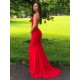 Elegant Long Red Mermaid Prom Dresses Formal Evening Gowns 901009