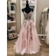 A-Line Long Pink Prom Dresses Formal Evening Gowns with Lace Appliques 901011 A-Line Long Pink Prom Dresses Formal Evening Gowns with Lace Appliques 901011