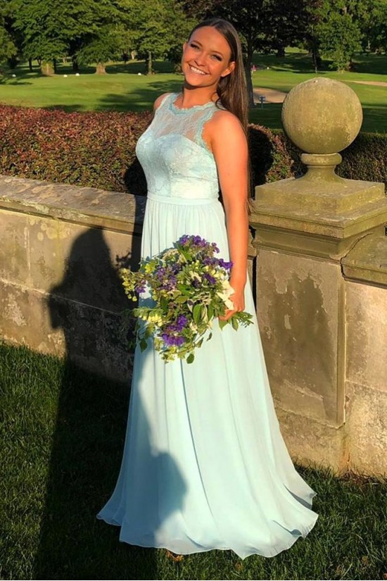 Long Blue Chiffon and Lace Prom Dresses Formal Evening Gowns 901016 Long Blue Chiffon and Lace Prom Dresses Formal Evening Gowns 901016