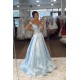 A-Line Long Yellow Satin Prom Dresses Formal Evening Gowns with Pockets 901019 A-Line Long Yellow Satin Prom Dresses Formal Evening Gowns with Pockets 901019