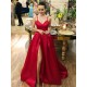 Long Red Satin Prom Dresses Formal Evening Gowns 901027